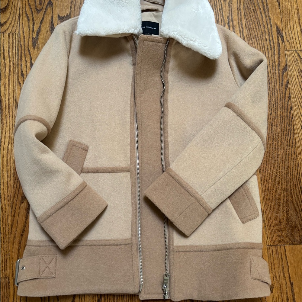 Two tone lined wool jacket with faux fur color from Club Monaco - mint condition